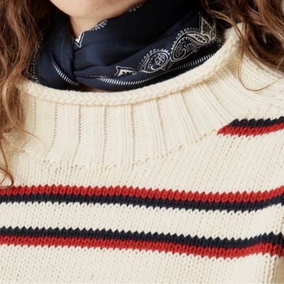 J. Crew Cream Sweater with Black and Red Stripes - Picture 3 of 4